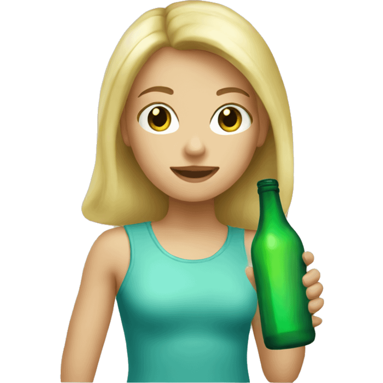 blond girl with a green bottle emoji