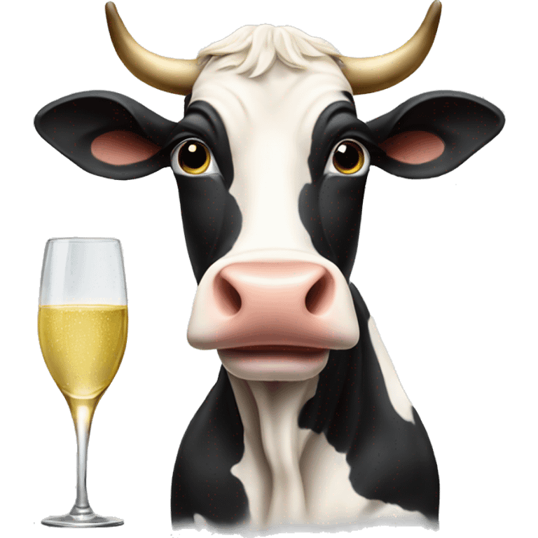 Cow with champagne emoji