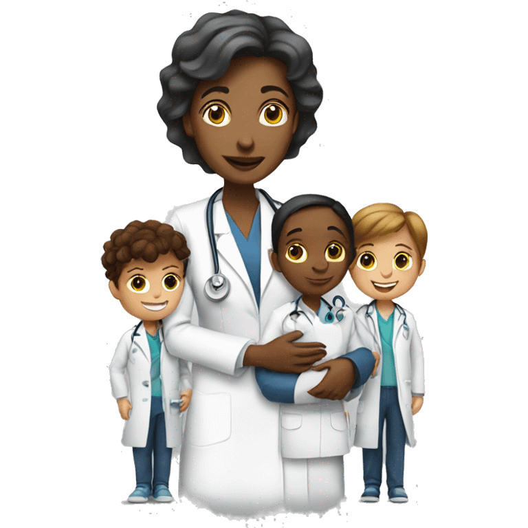 woman-doctor-with-children emoji