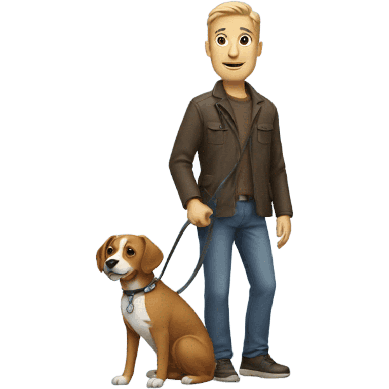 Man holding dog on leash   emoji