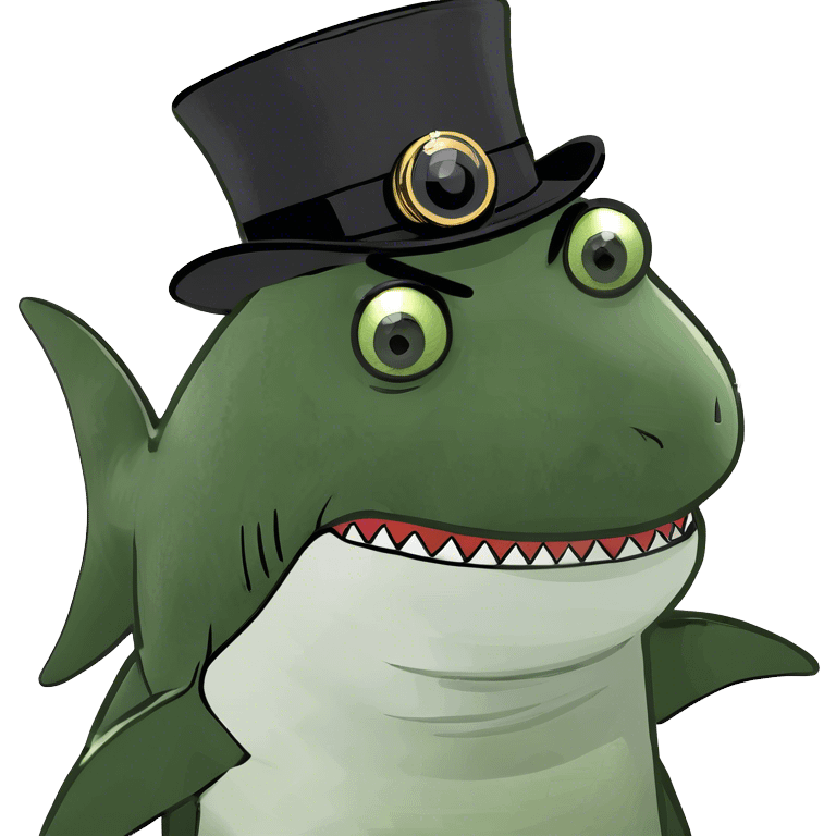 Shark with a top hat emoji