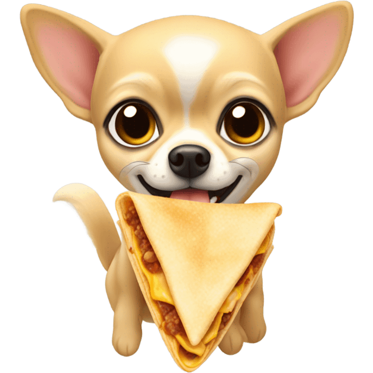 blonde small runt thick chihuahua eating a crunchwrap from taco bell emoji