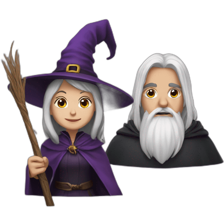 A witch and a wizard emoji