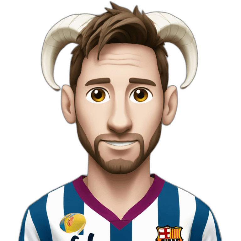 side image of goat with lionel messi head emoji