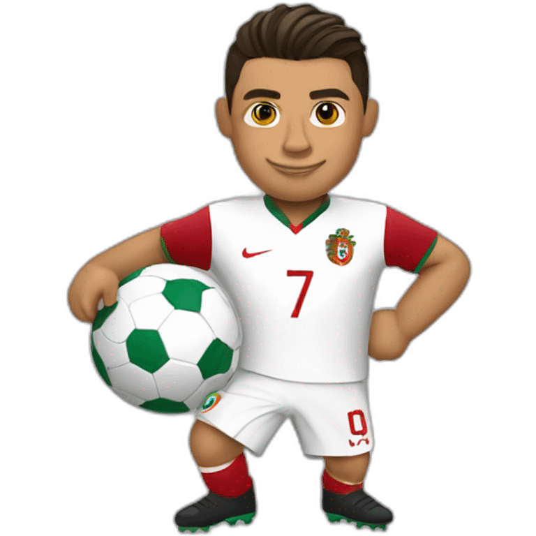 Create a prompCristiano Ronaldo wearing the Portugal jersey. emoji