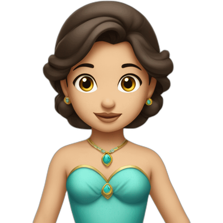 caucasian toddler face with dark brown hair dressed as princess jasmine of alladin emoji