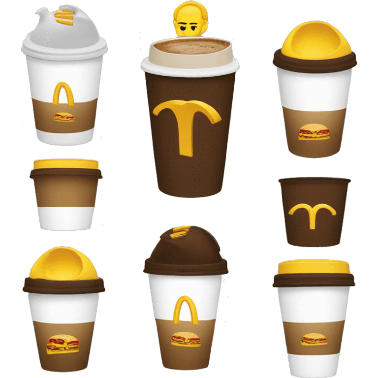 “Brown McDonald’s coffee cup with the golden arches logo, black plastic lid, and warm, classic design.” emoji