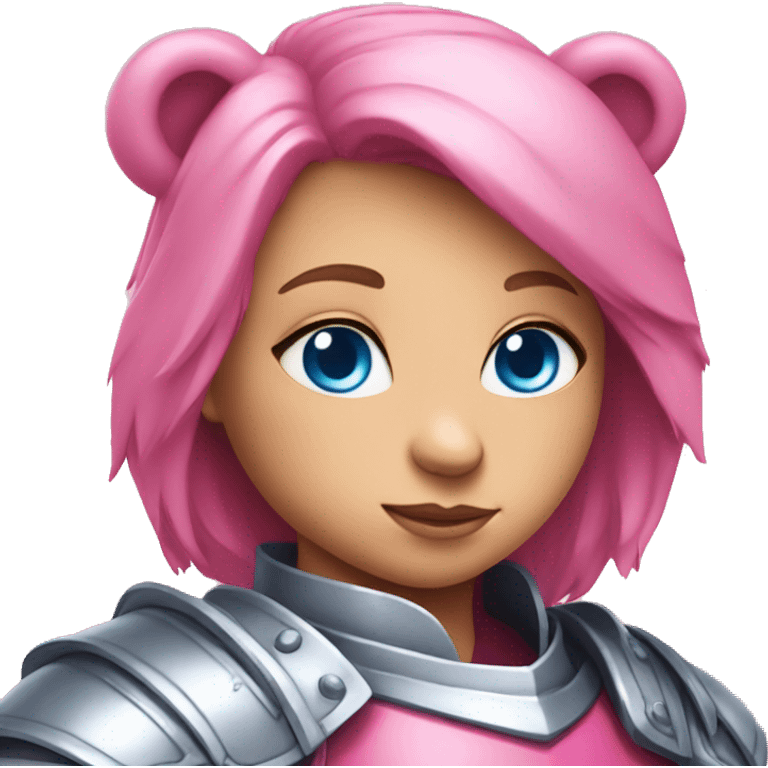 Blue eyed girl bear in pink armor  emoji