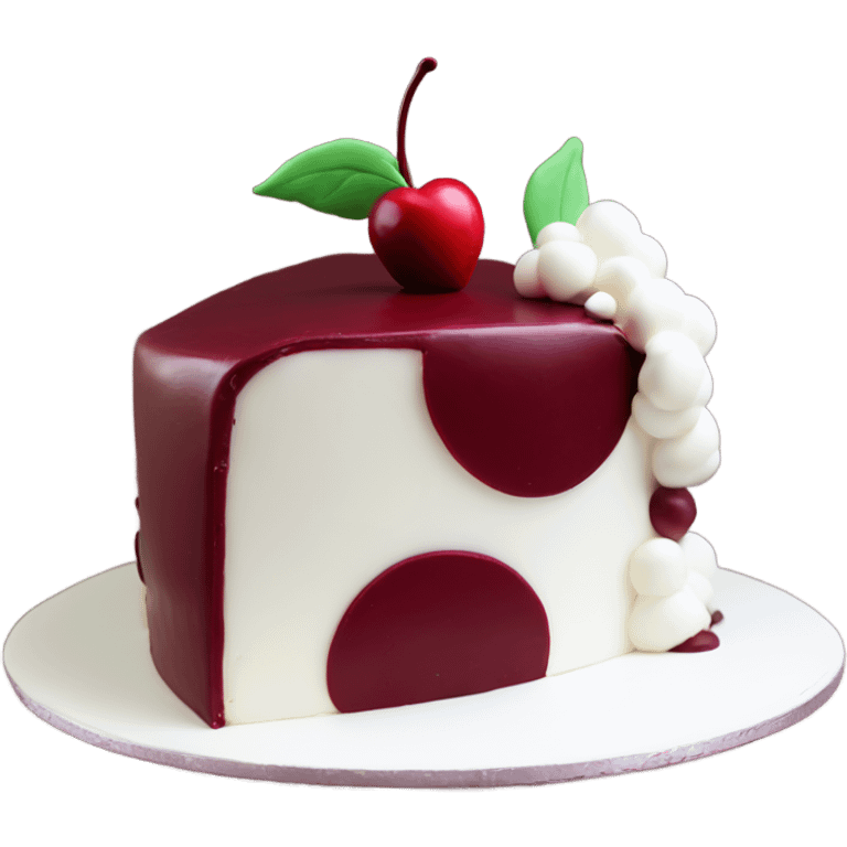 Cherry vintage trendy burgundy and white heart shaped cake 1 layer  emoji