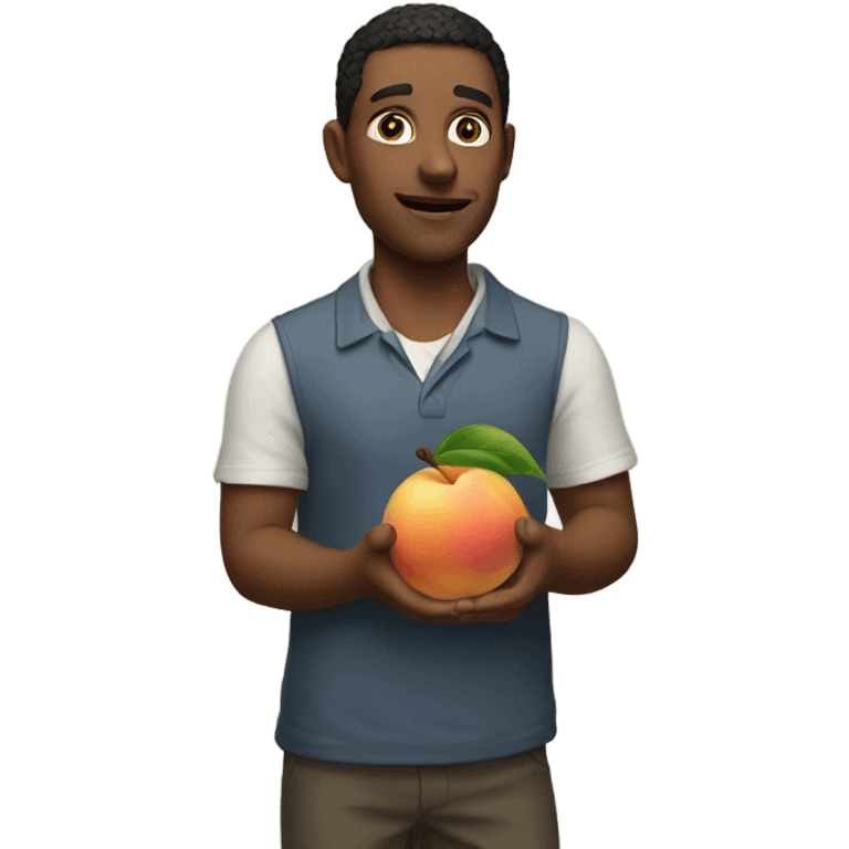 neal holding a peach emoji