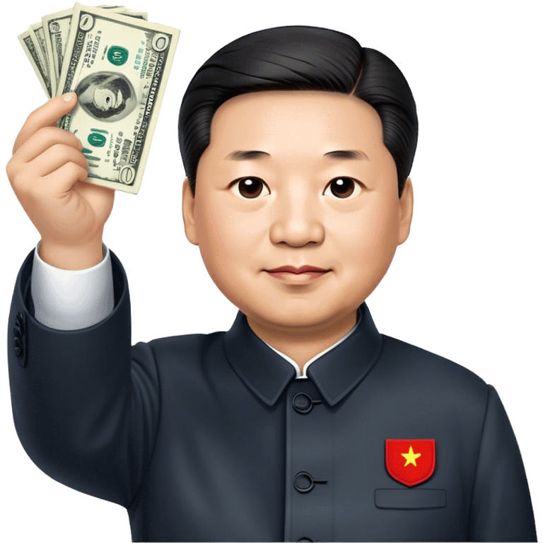 xi jinping photorealistic holds out for the dollar emoji