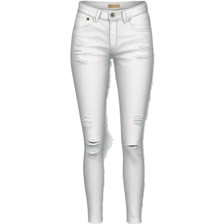 Realistic isolated pair of white distressed fashion jean jegging pants. emoji