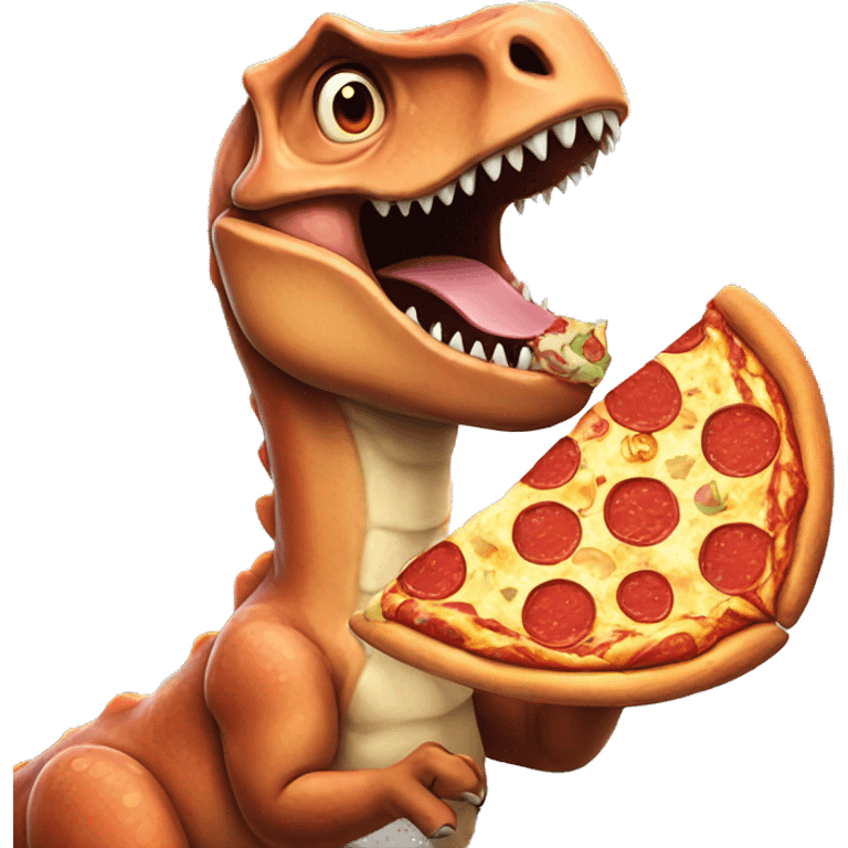 dinosaur eating pizza emoji