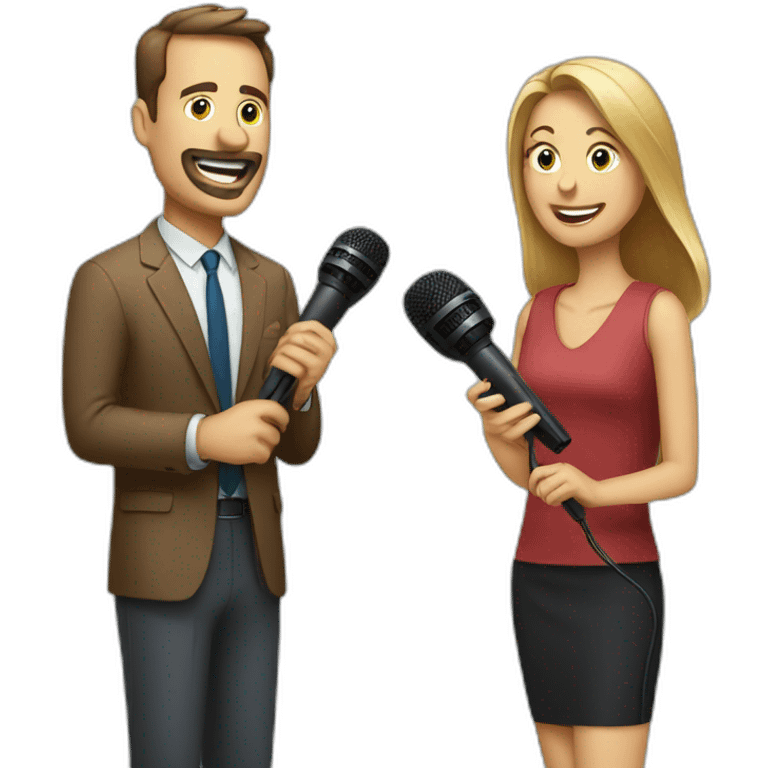 man and woman talkin microphones emoji