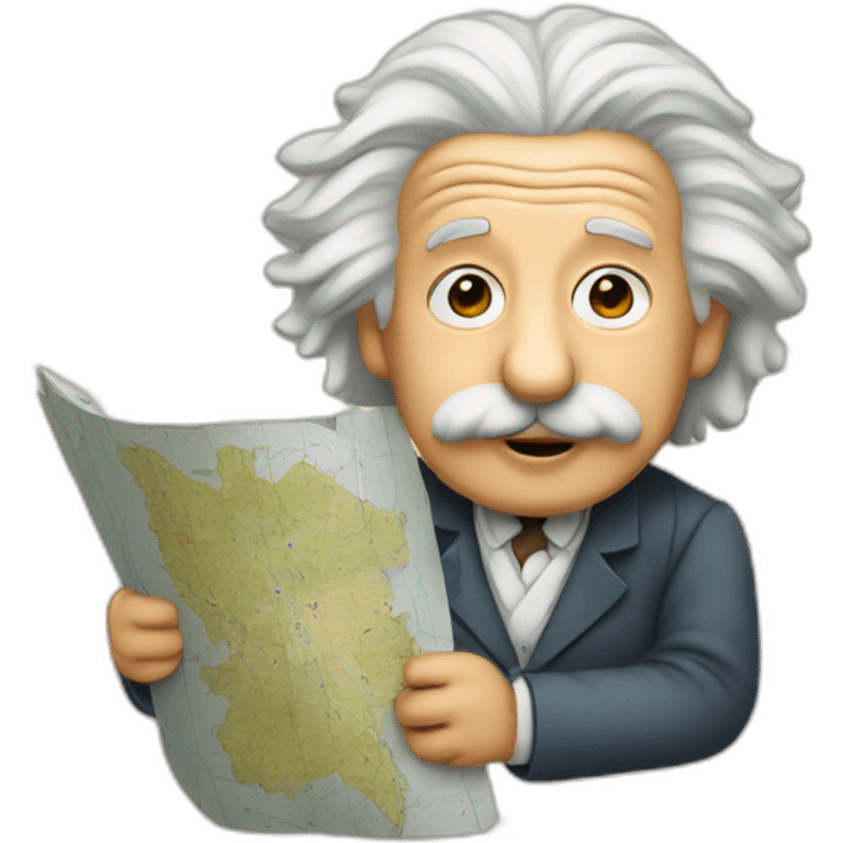 albert einstein holding a map emoji