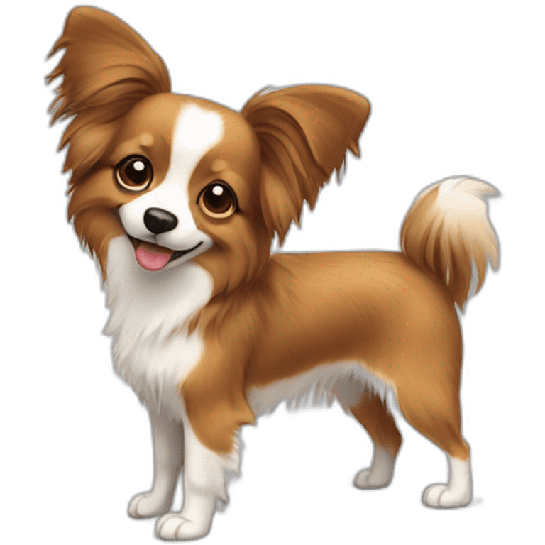 Papillon dog short hair smiling light brown emoji