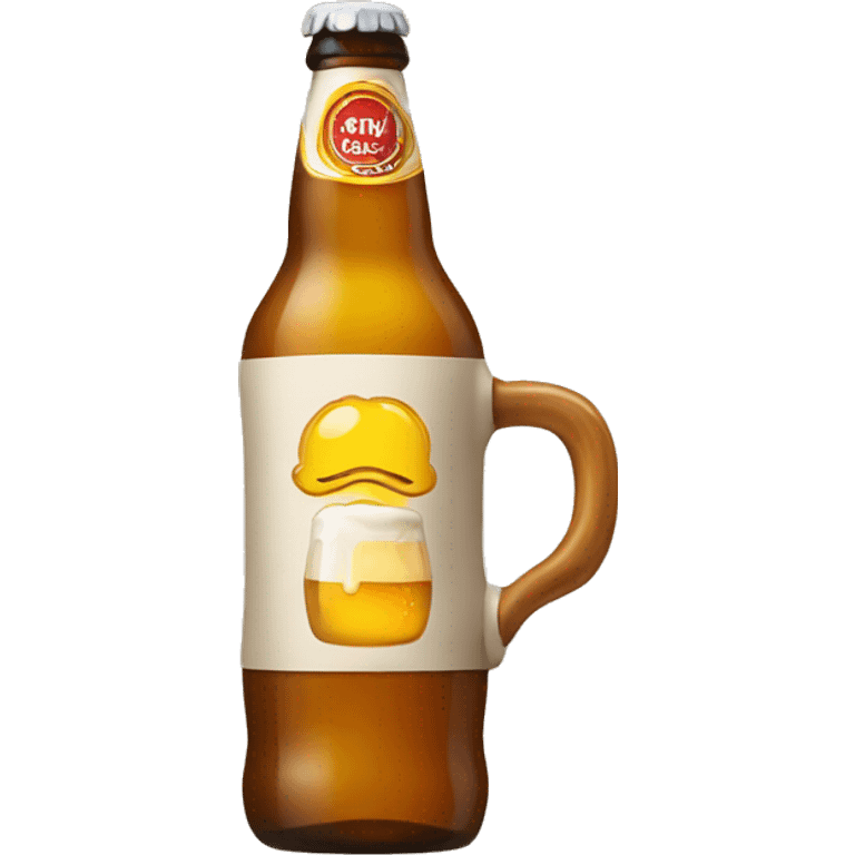 an emoji drinking a bottle of beer emoji