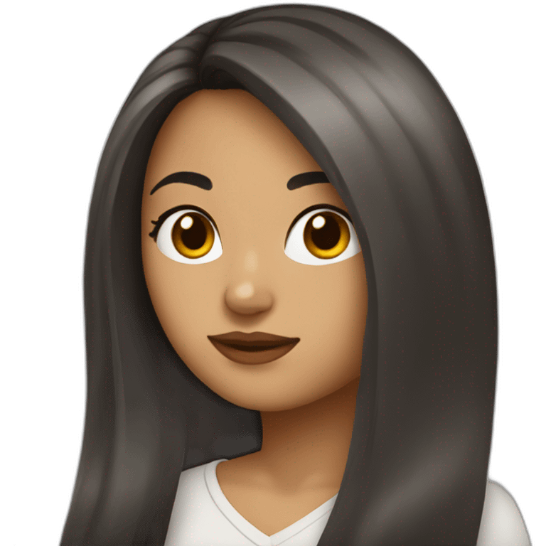 Latina with wolfcut long hair emoji