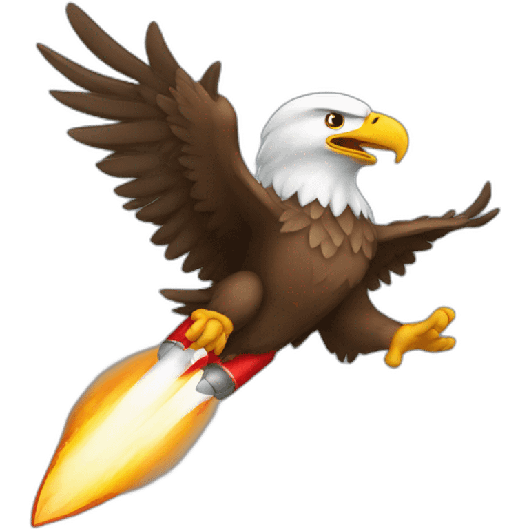 Eagle leading a rocket emoji