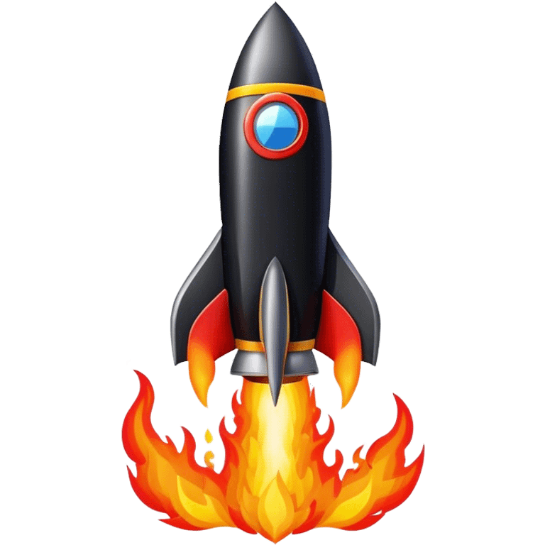 driving fine black rocket with fire color france emoji