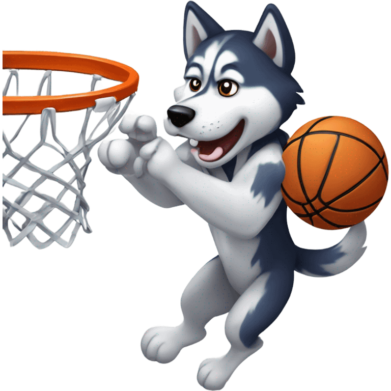 Husky dunking a basketball emoji