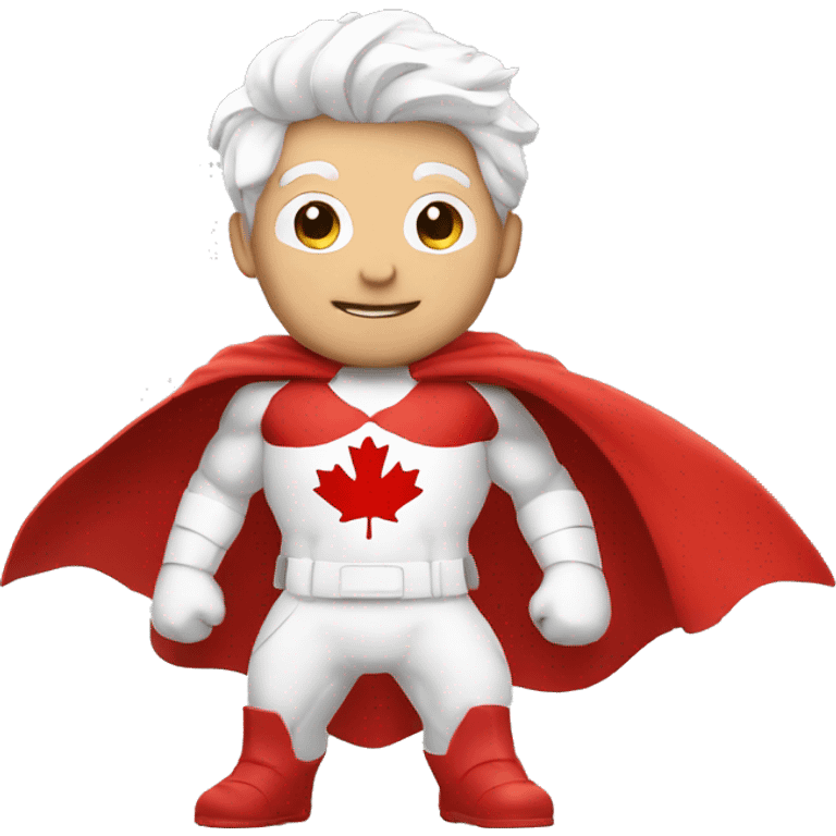 canadian superhero wearing red and white clothes including a mapple leaf emoji