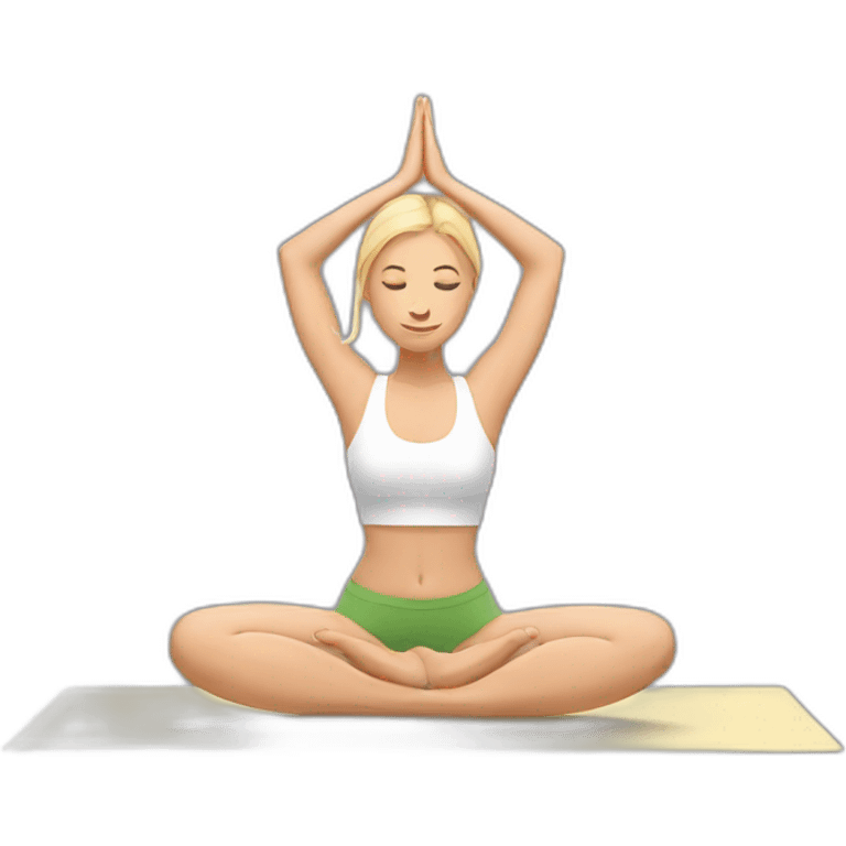 A  blonde girl doing yoga with minimal emoji