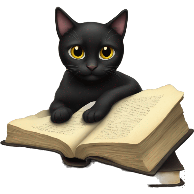 Black cat on a book emoji