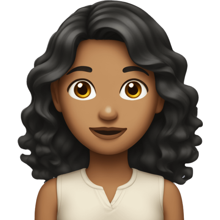 apple emoji of a girl with wavy black hair, tan skin, and brown eyes emoji