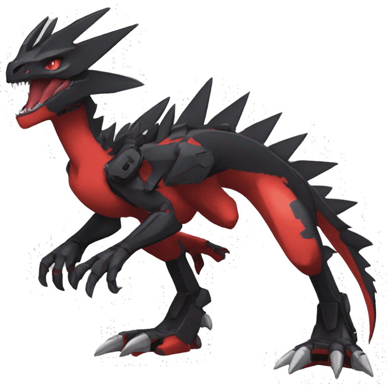  Cool Edgy Black Red Digimon-Fakemon-Guilmon-Velociraptor-Dragon-Mecha full body emoji