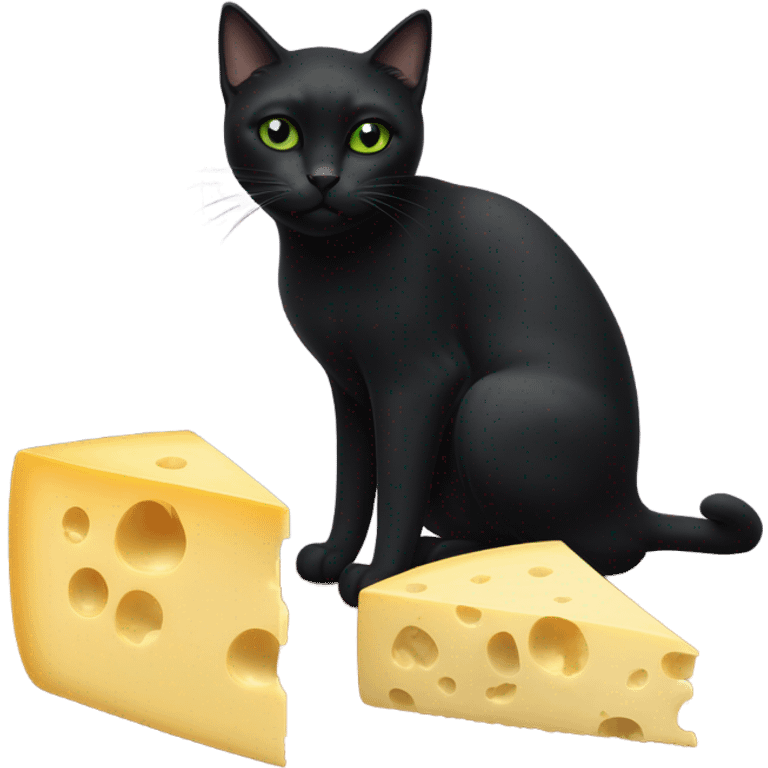 black cat eating block cheese emoji