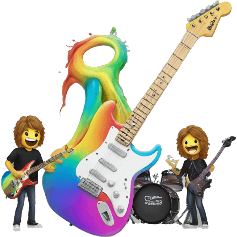 rainbow electric guitar with me with band emoji