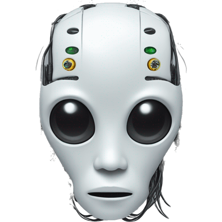 Alien robot head with wires and circuits emoji