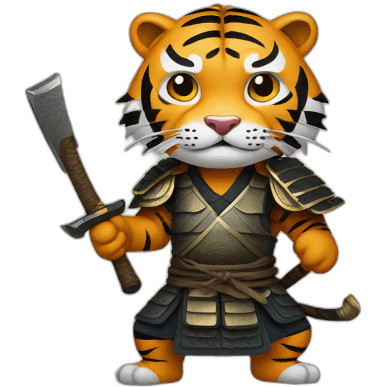 Tiger samurai holding axe emoji