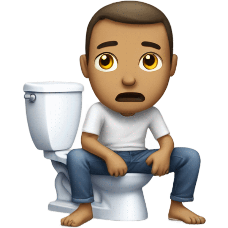 Man stuck on the toilet poopin emoji