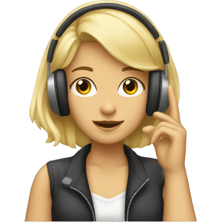 Blonde girl listening to music with headphones emoji