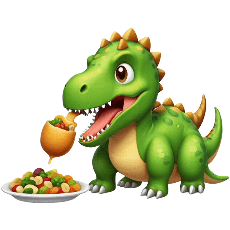 Dinosaur with food emoji