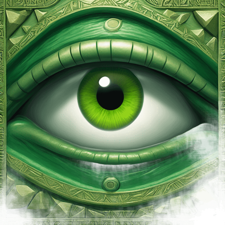 scary eye in perfect money green pyramid emoji