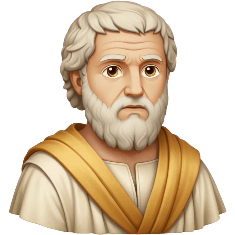 Cinematic Realistic Plato Portrait Emoji, depicted as a wise ancient philosopher with a contemplative expression in classical robes, rendered with soft textures and timeless serene lighting that captures his intellectual legacy. emoji