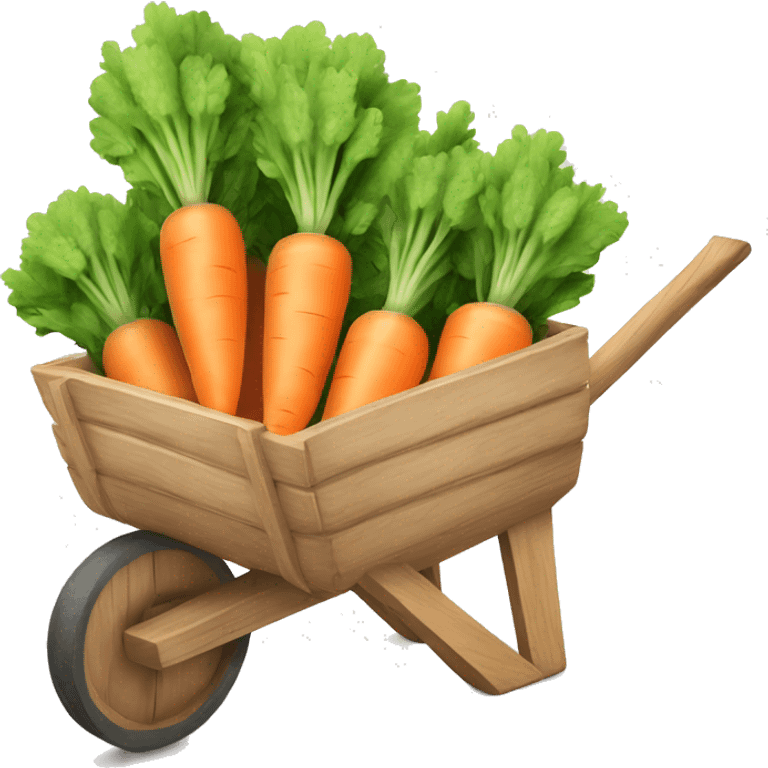 Pastel cute Carrots in a wooden  wheelbarrow  emoji