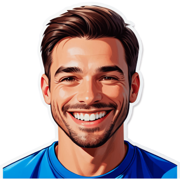 male portrait indoors with smile emoji