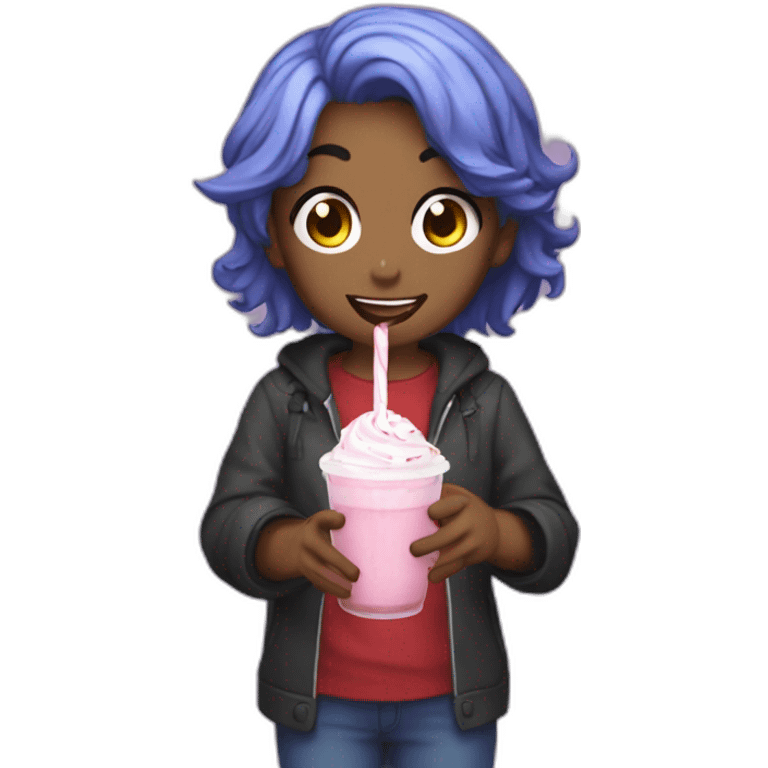 Yandere dev holding a glass of icing emoji