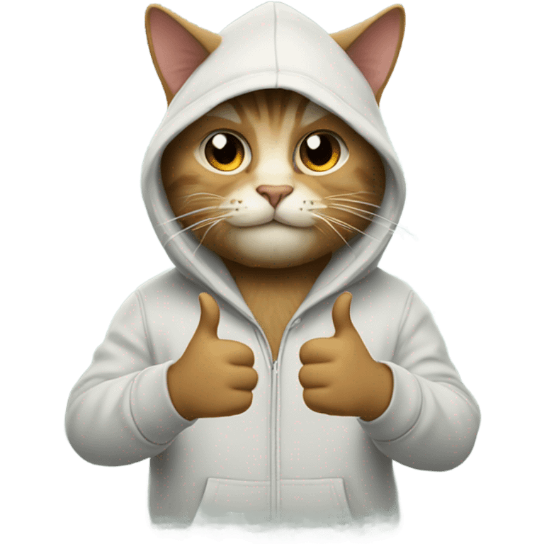 Cat with beard and hoodie , thumbs up emoji