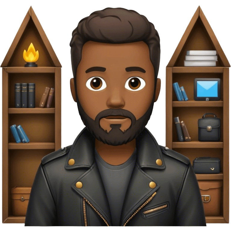 Black Daniel with a beard in a den emoji