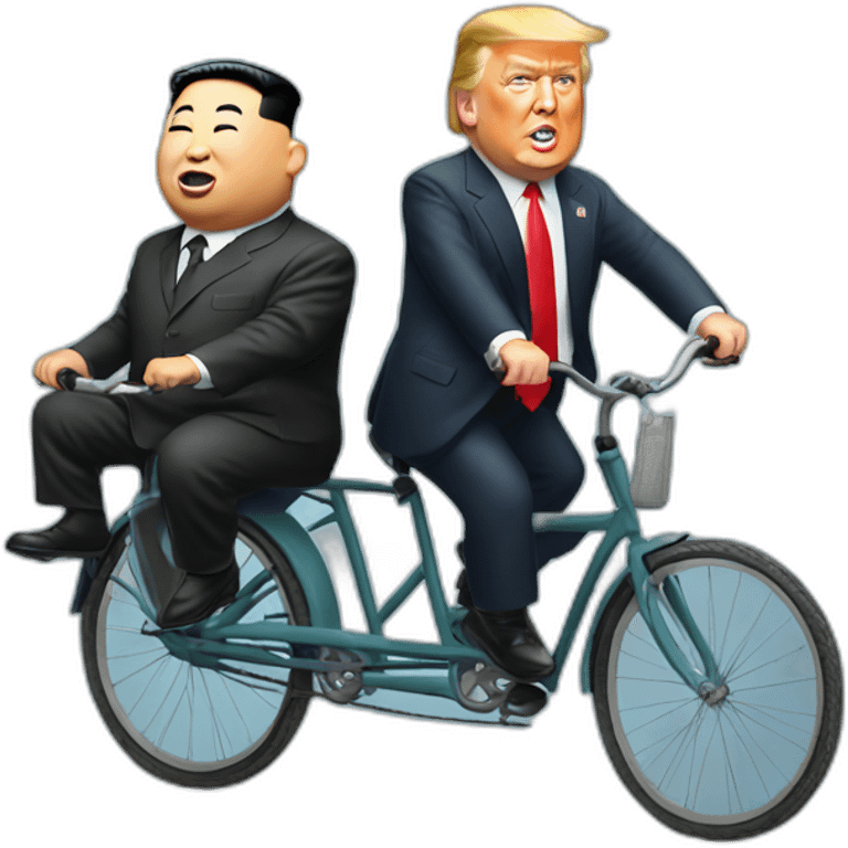 Trump,kim jong un, riding bicycle together emoji