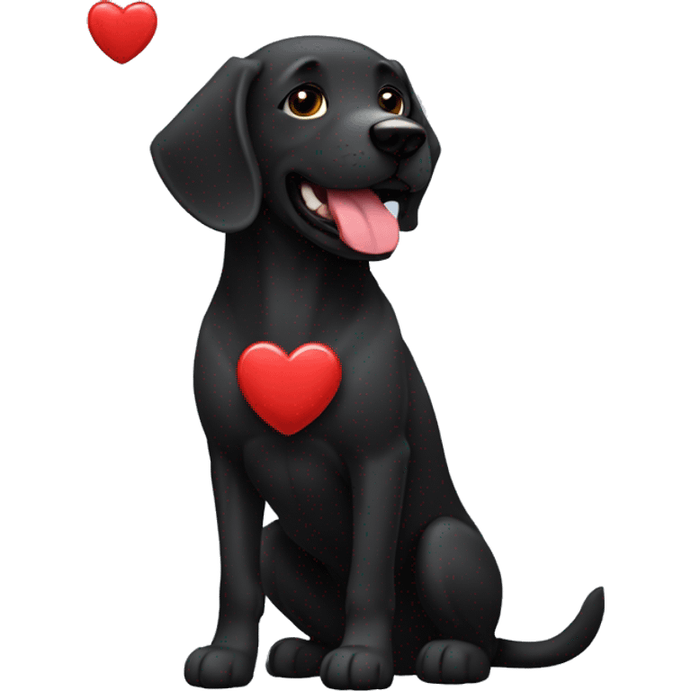 Perro negro con un corazón partido en el pecho emoji