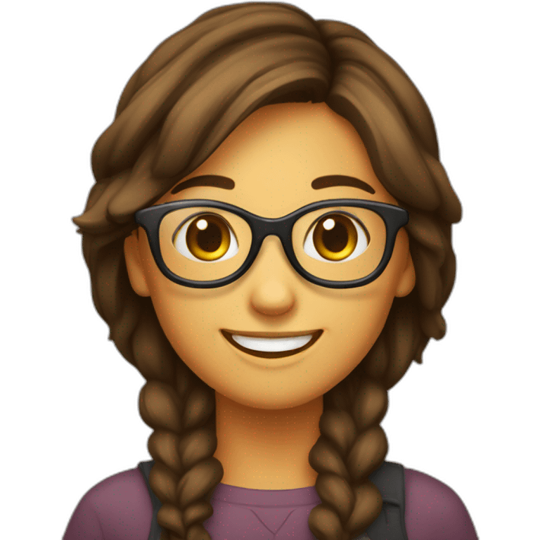 Fille lunettes brune sourire emoji