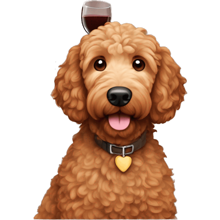 toasting red wine brown golden doodle emoji