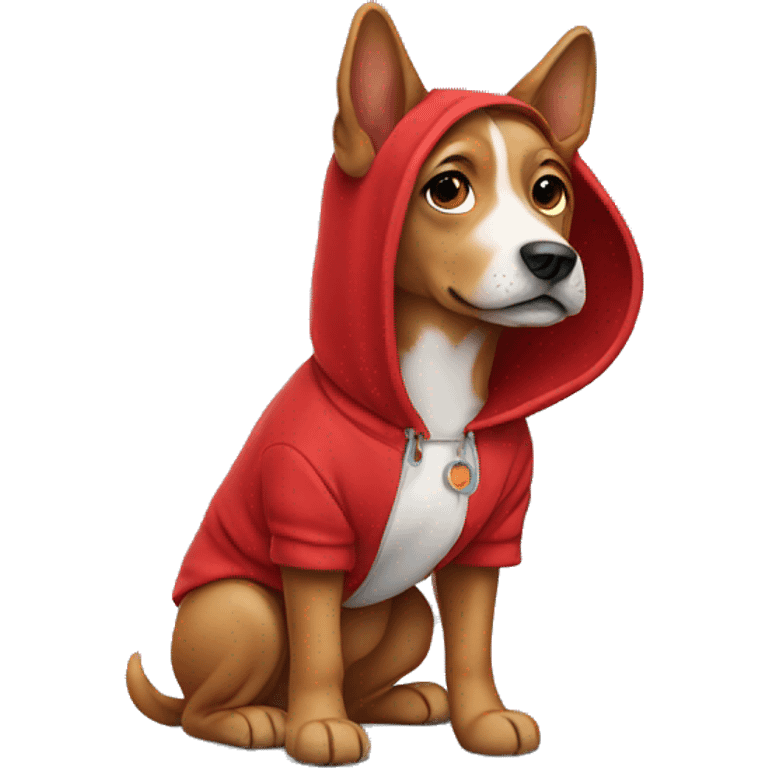 dog wearing red hoodie emoji