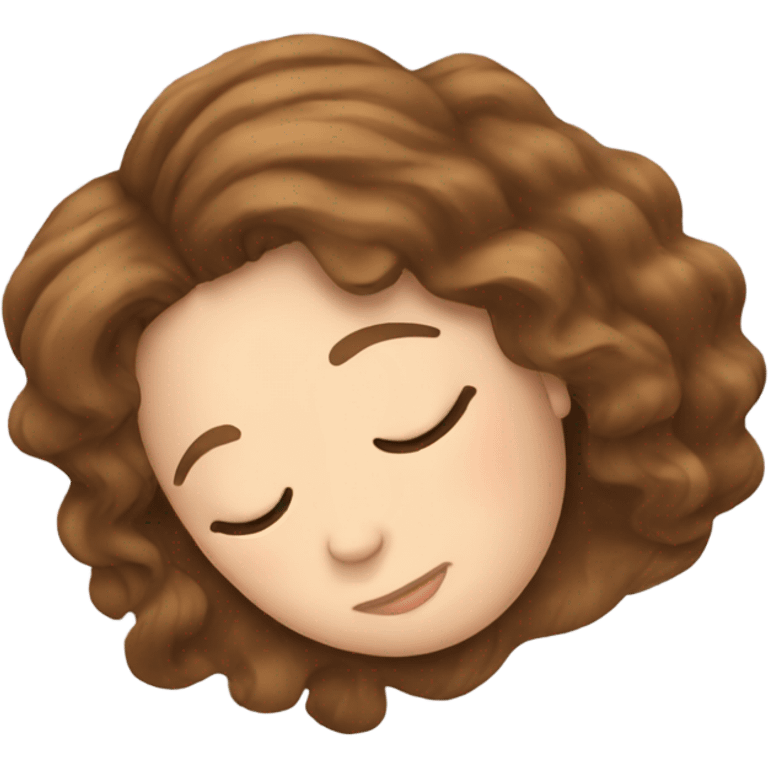 Sleeping white girl with brown wavy hair emoji